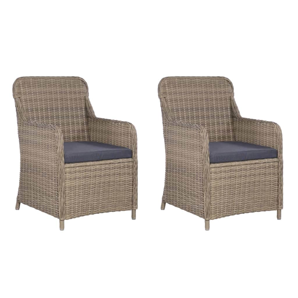Outdoor Chairs with Cushions 2 pcs Poly Rattan Brown - Simple deals
