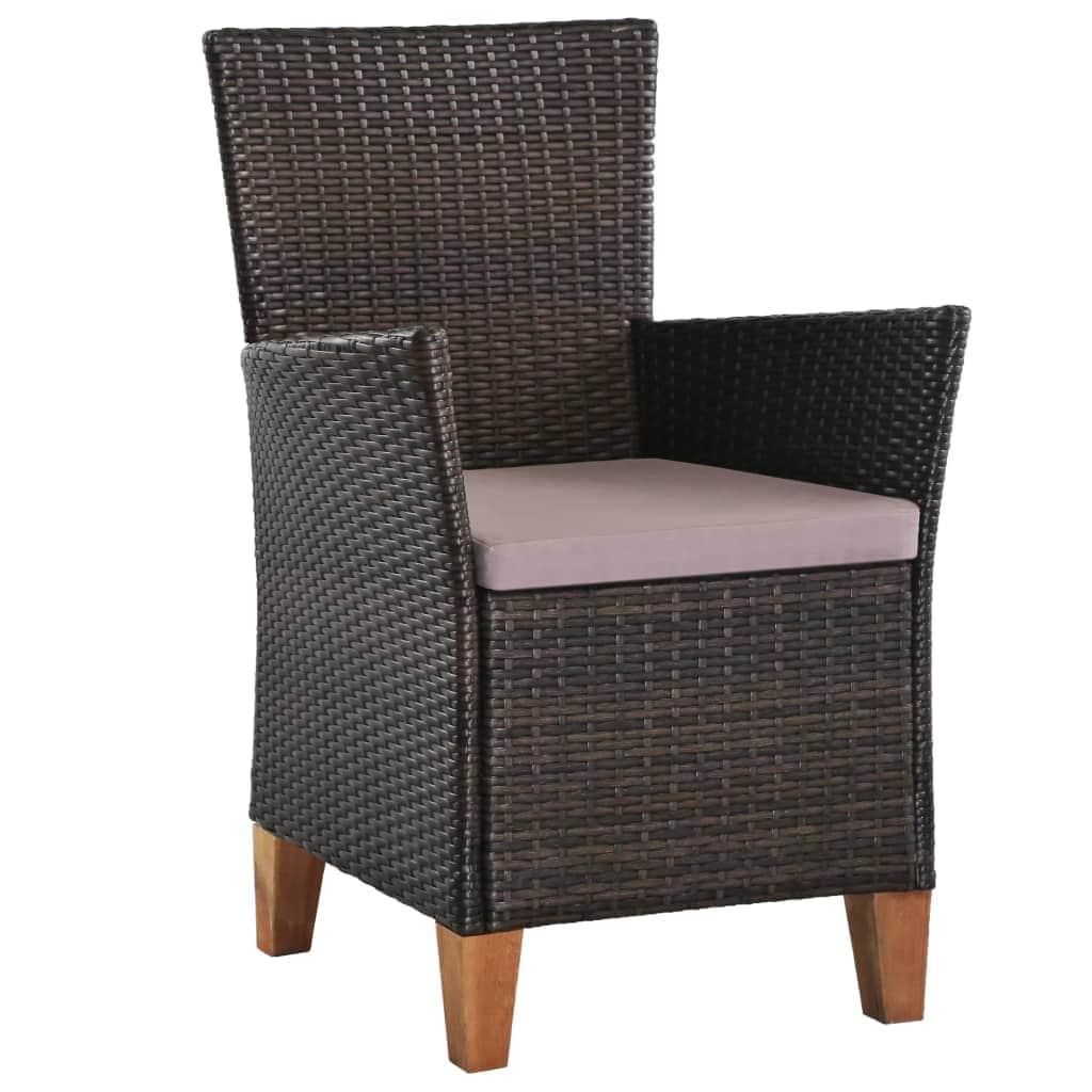 Outdoor Chairs with Cushions 2 pcs Poly Rattan Brown - Simple deals