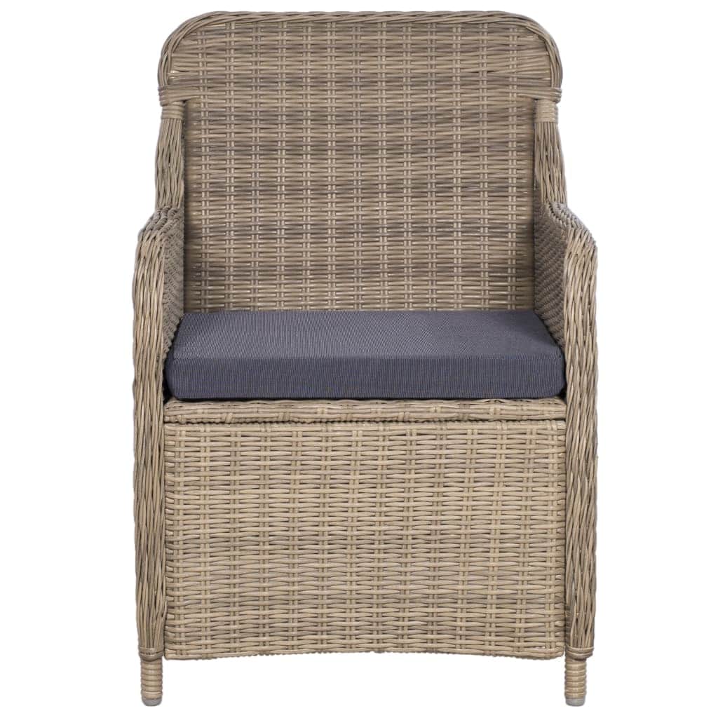 Outdoor Chairs with Cushions 2 pcs Poly Rattan Brown - Simple deals