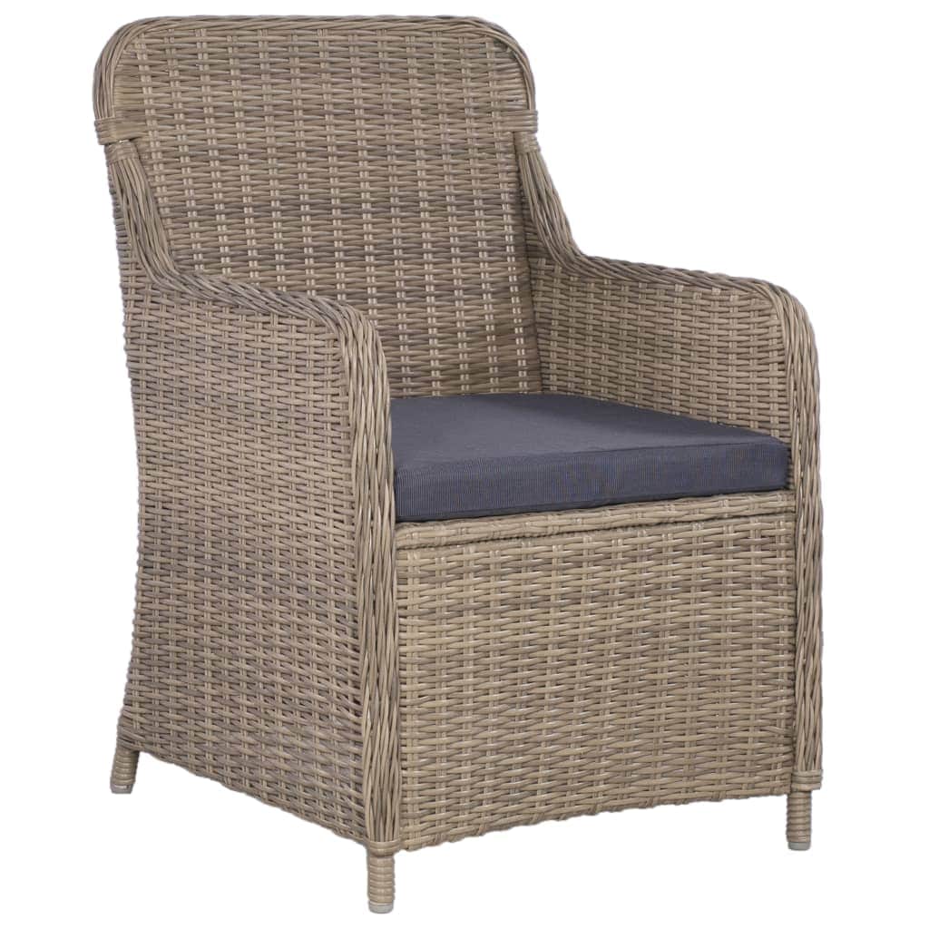 Outdoor Chairs with Cushions 2 pcs Poly Rattan Brown - Simple deals