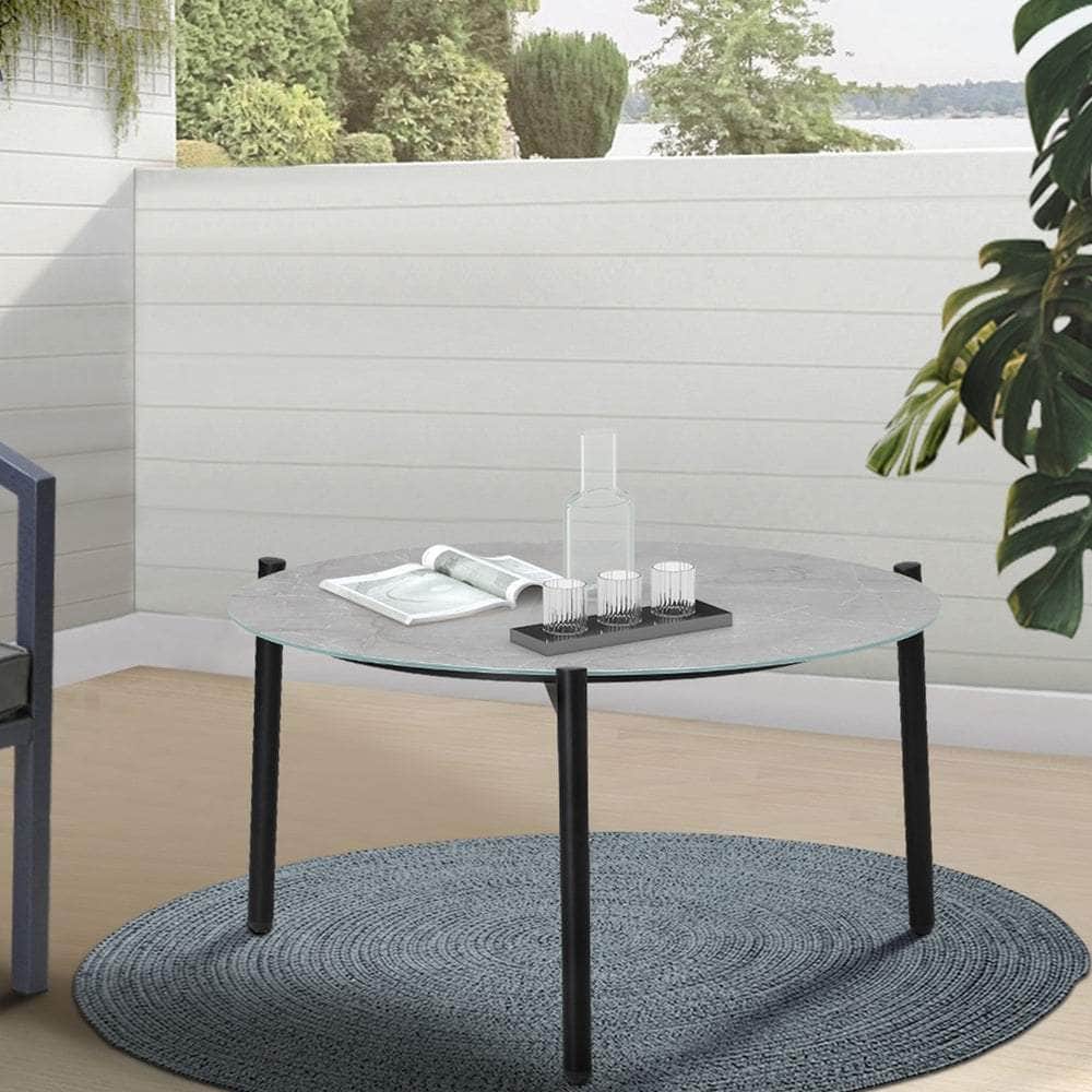 Outdoor Coffee Side Marble Table Desk 50cm Grey
