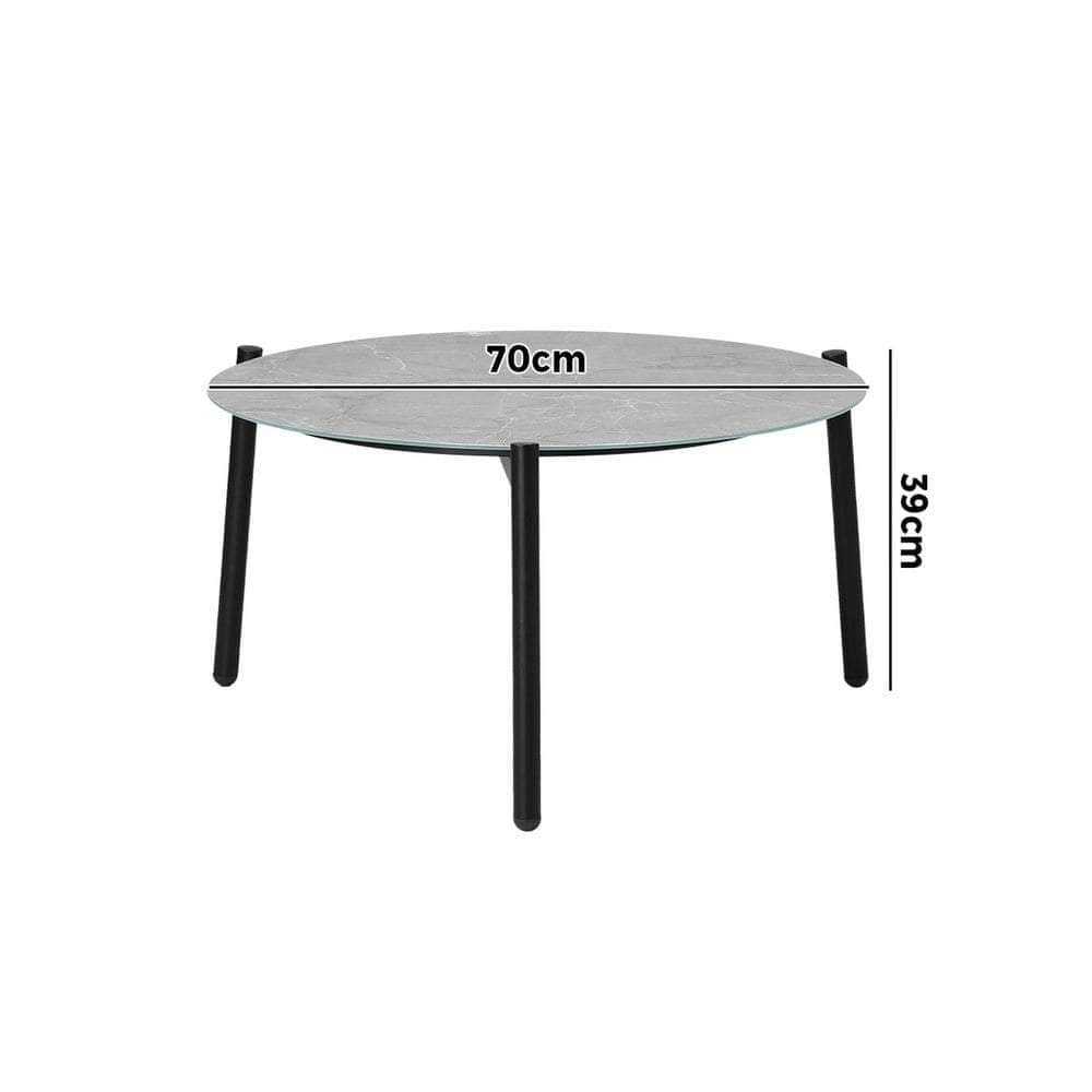 Outdoor Coffee Side Marble Table Desk 70cm Grey