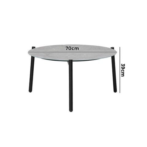 Outdoor Coffee Side Marble Table Desk 70cm Grey