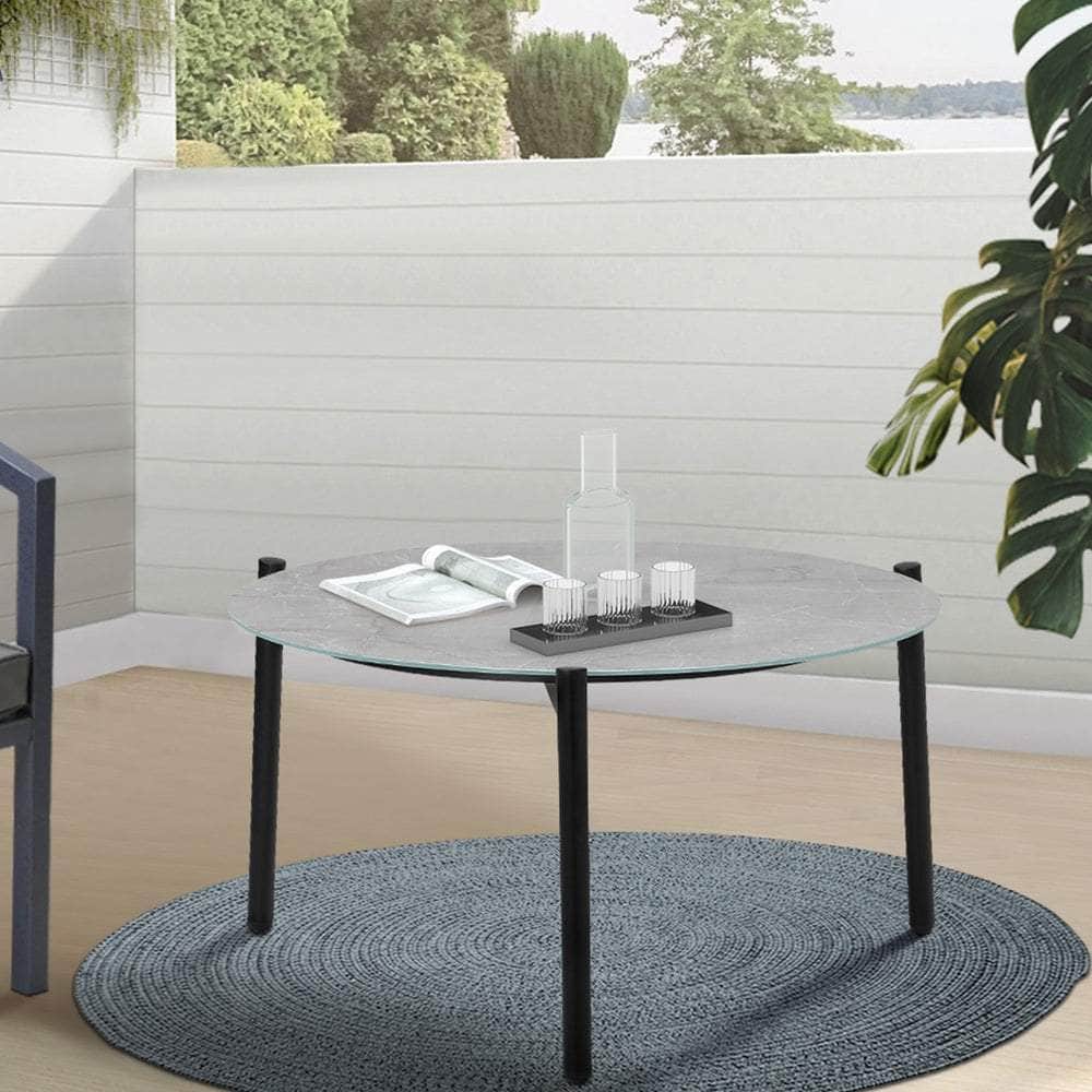 Outdoor Coffee Side Marble Table Desk 70cm Grey