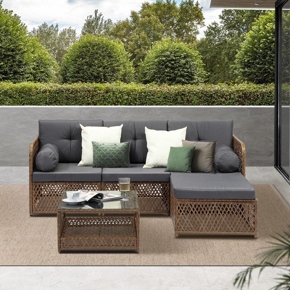 Rattan finish - Outdoor Sofa Set 4/6 Seater Wicker Rattan Lounge Setting - photo 56