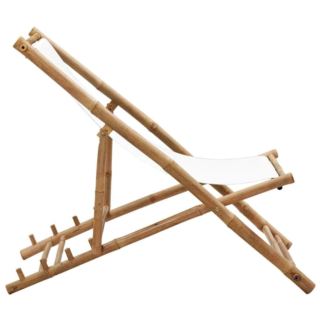 Outdoor Deck Chair Bamboo and Canvas - Simple deals