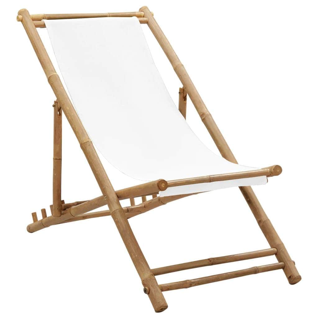 Outdoor Deck Chair Bamboo and Canvas - Simple deals