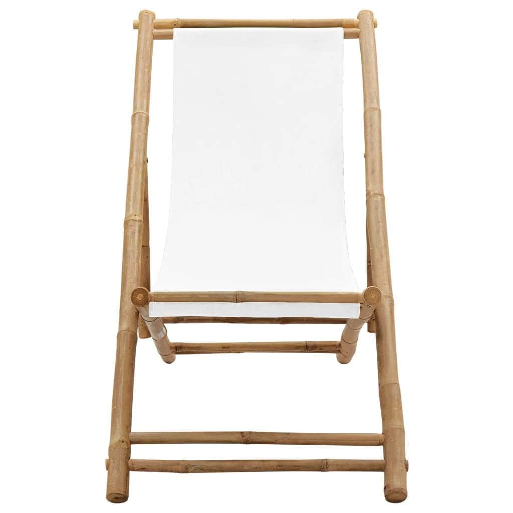 Outdoor Deck Chair Bamboo and Canvas - Simple deals