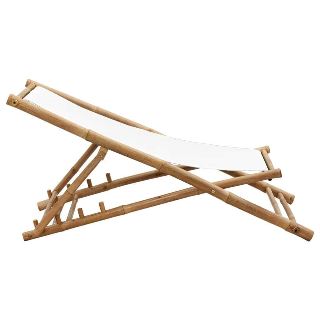 Outdoor Deck Chair Bamboo and Canvas - Simple deals