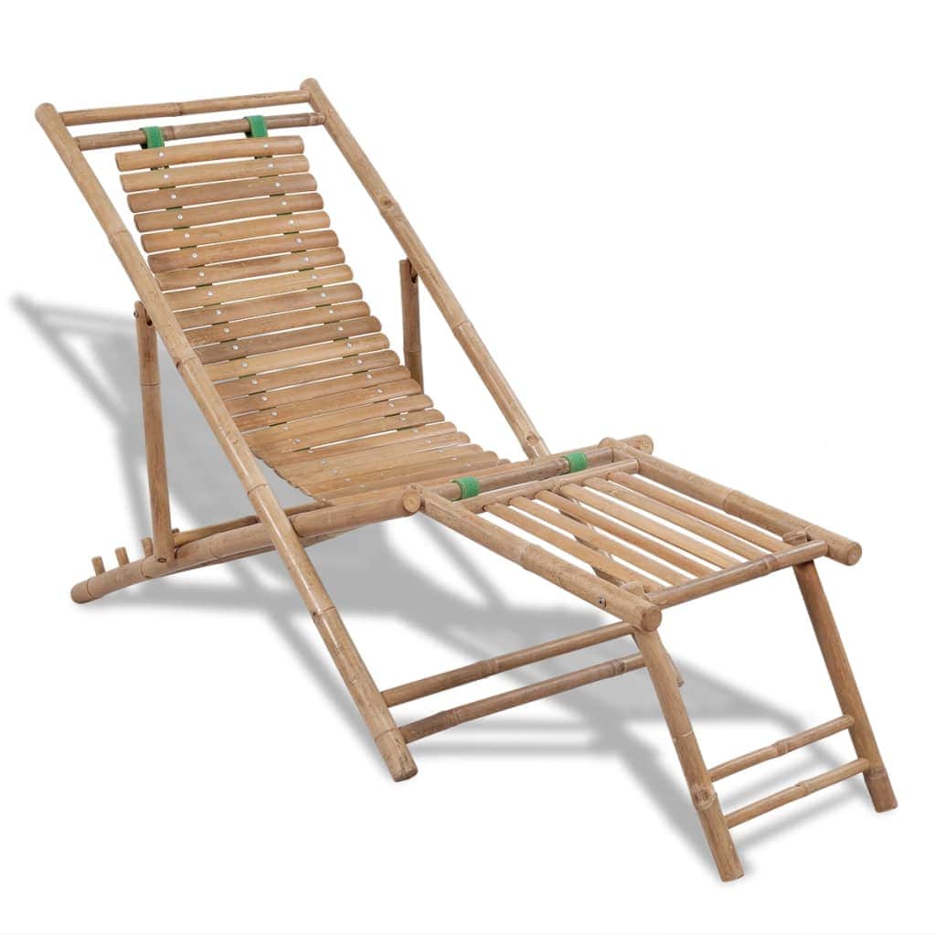 Outdoor Deck Chair with Footrest Bamboo - Simple deals