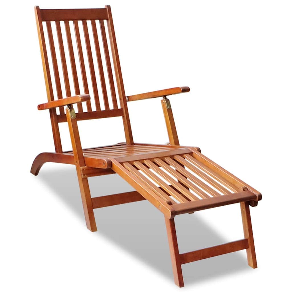 Outdoor Deck Chair with Footrest Solid Acacia Wood - Simple deals