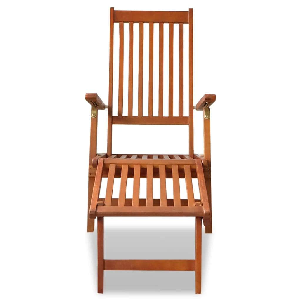 Outdoor Deck Chair with Footrest Solid Acacia Wood - Simple deals