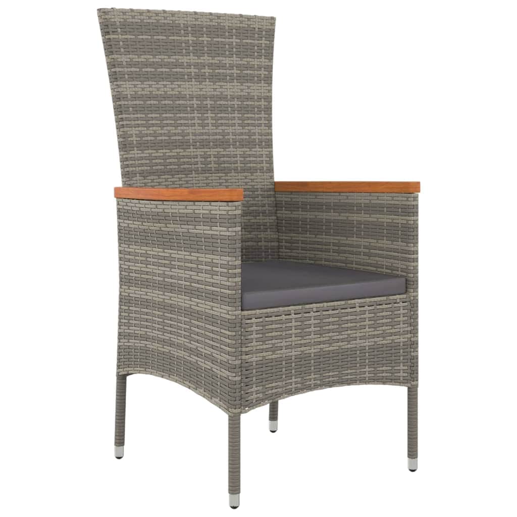 Outdoor Dining: 7-Piece Grey Poly Rattan Garden Set with Cushions