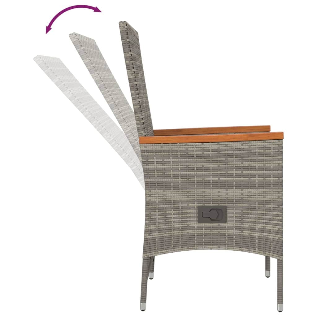Outdoor Dining: 7-Piece Grey Poly Rattan Garden Set with Cushions