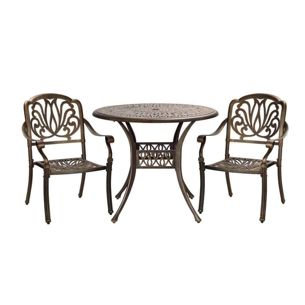 Outdoor Dining Chairs 3 Piece Bistro Set Cast Aluminium Patio Furniture