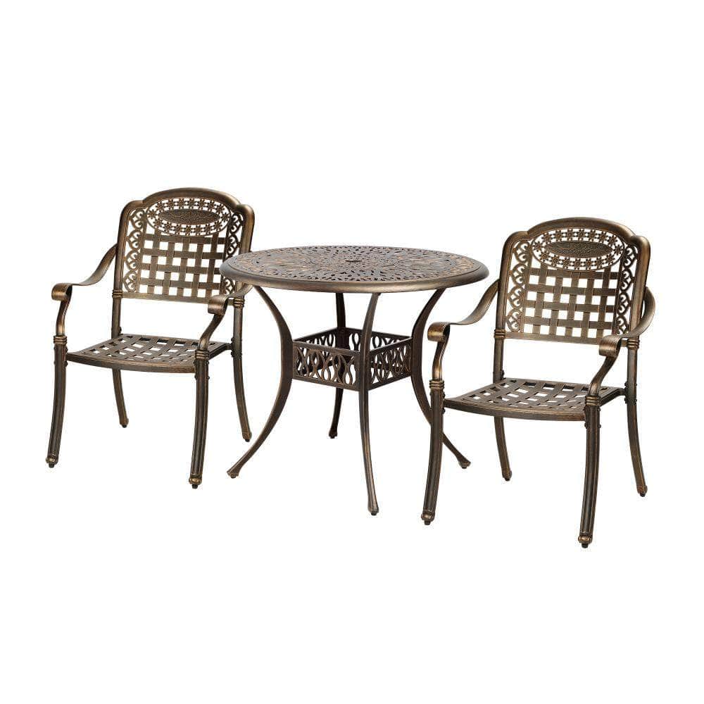 Outdoor Dining Chairs 3 Piece Bistro Set Cast Aluminium Patio Furniture