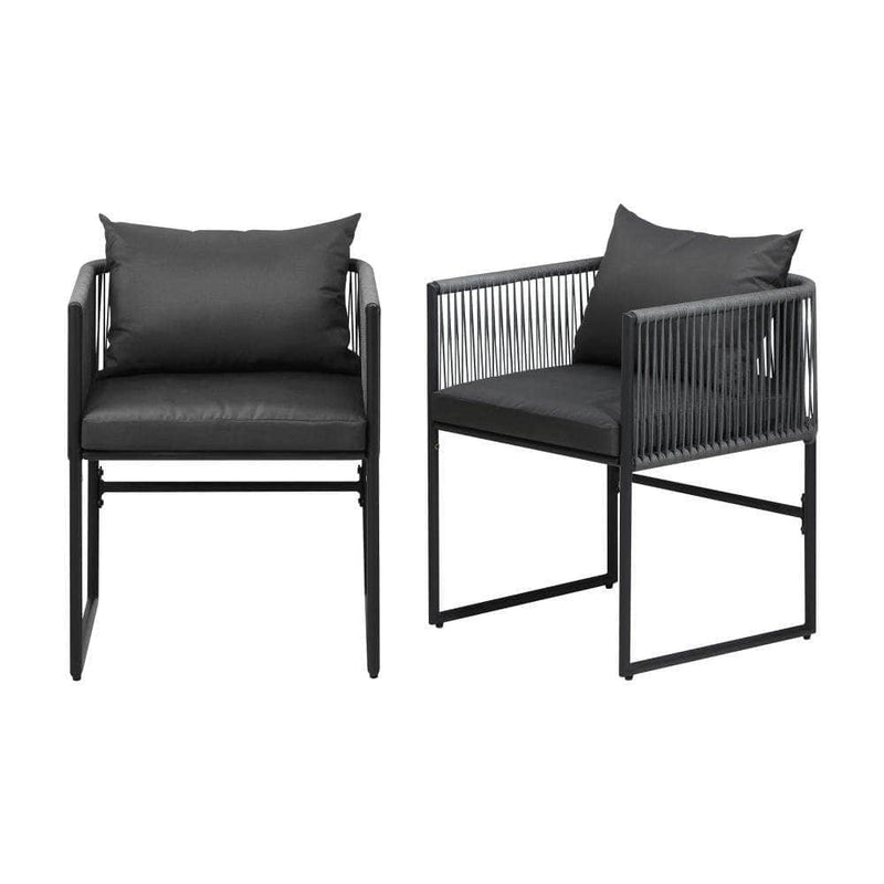 Grey colour - Outdoor Dining Chairs Furniture 2 Piece Lounge Patio Garden Set Grey