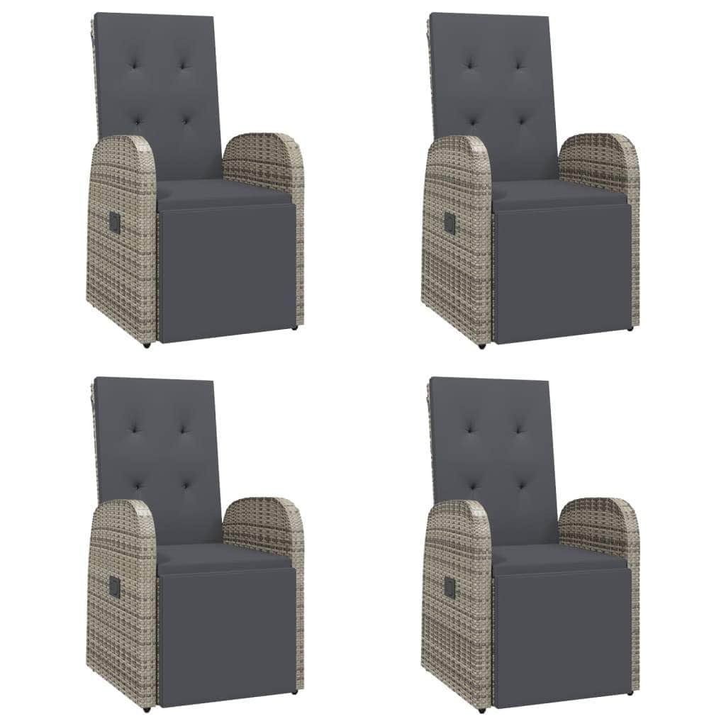 Outdoor Dining Delight: 5-Piece Grey Rattan Cushioned Set