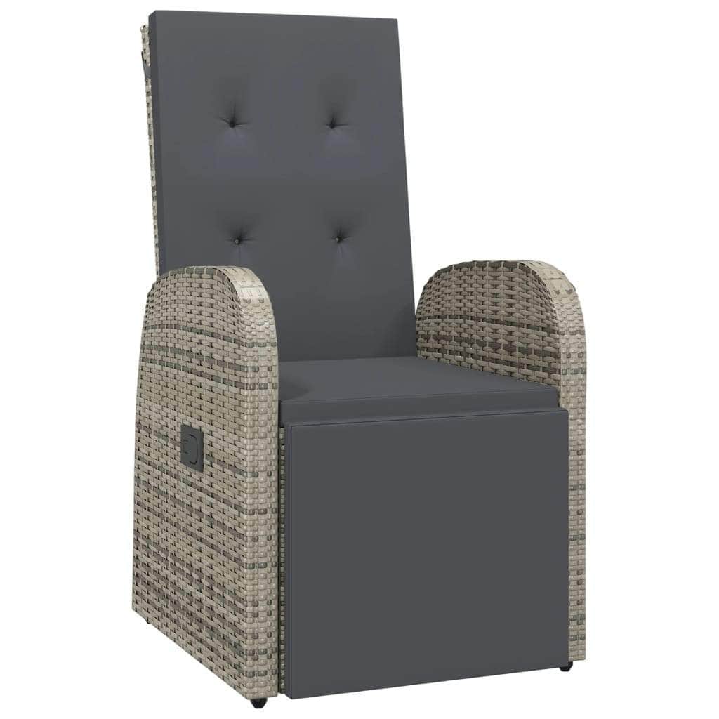 Outdoor Dining Delight: 5-Piece Grey Rattan Cushioned Set
