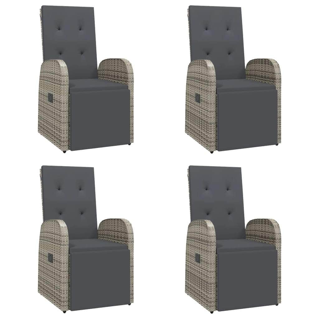 Outdoor Dining Delight: 5-Piece Grey Rattan Cushioned Set