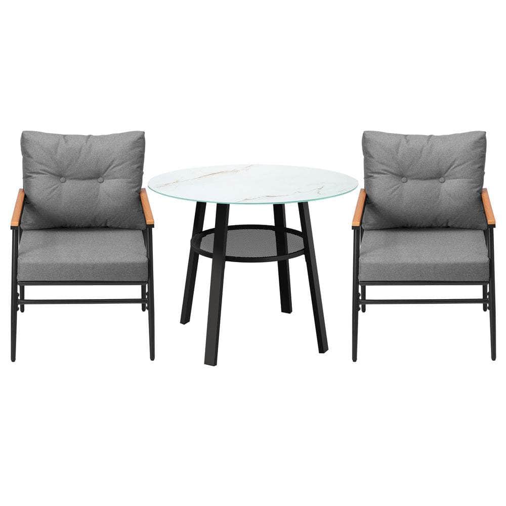 Outdoor Dining Set 3PC/5Pc Lounge Setting Table Storage Shelf