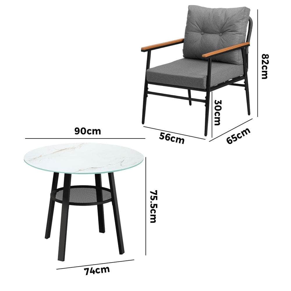 Outdoor Dining Set 3PC/5Pc Lounge Setting Table Storage Shelf