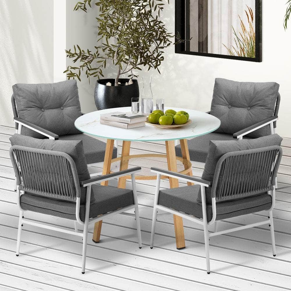 Outdoor Dining Set 3PC/5Pc Lounge Setting Table Storage Shelf