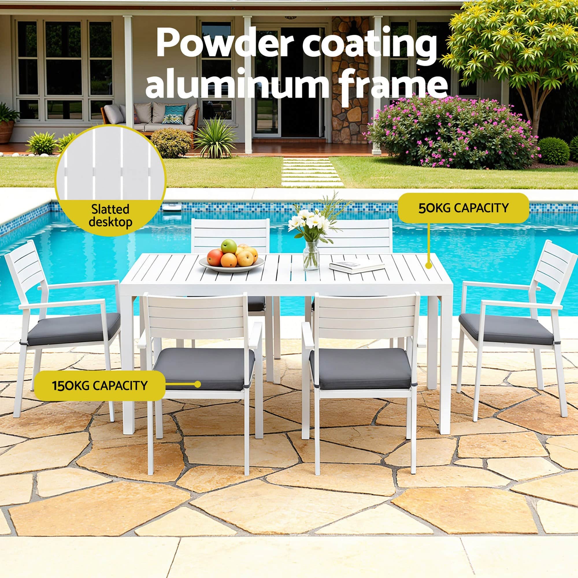Outdoor Dining Set 9PCS Aluminium Extendable Table Chairs Patio