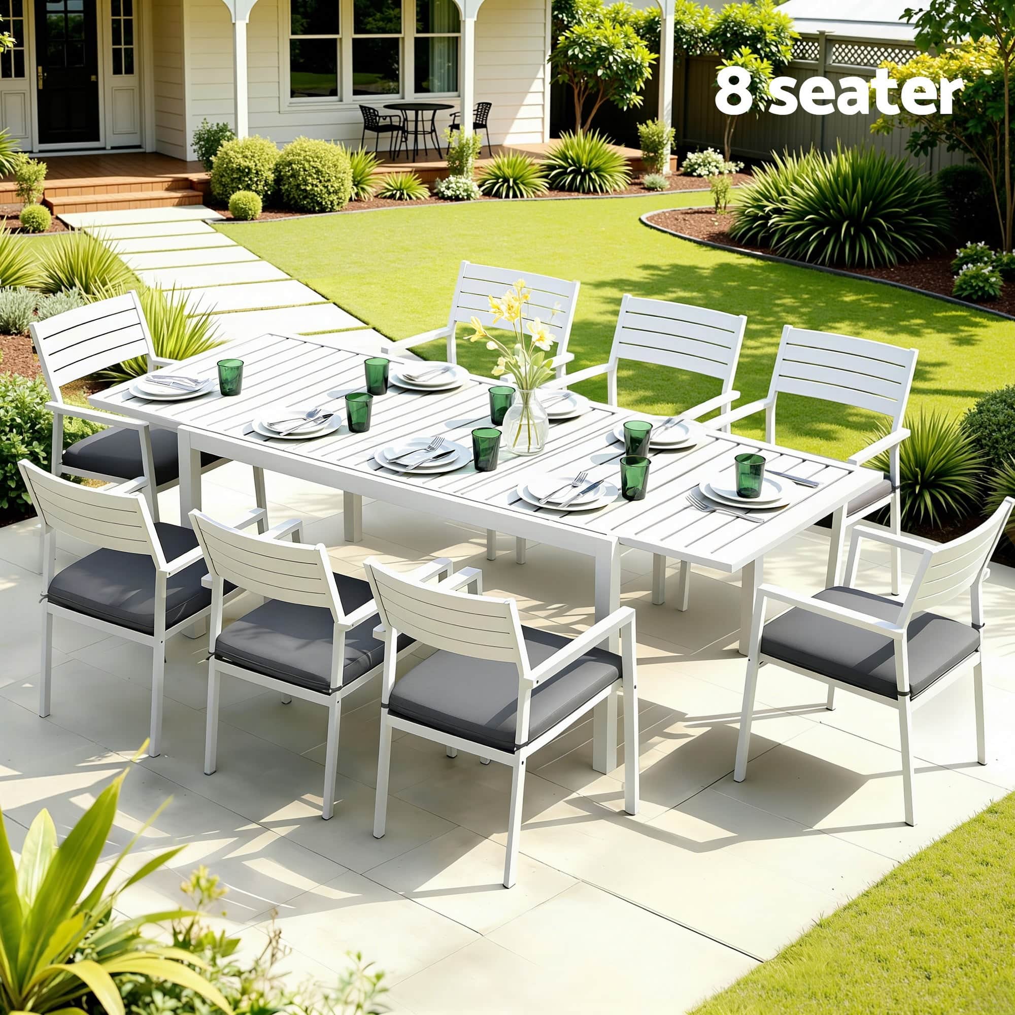 Outdoor Dining Set 9PCS Aluminium Extendable Table Chairs Patio