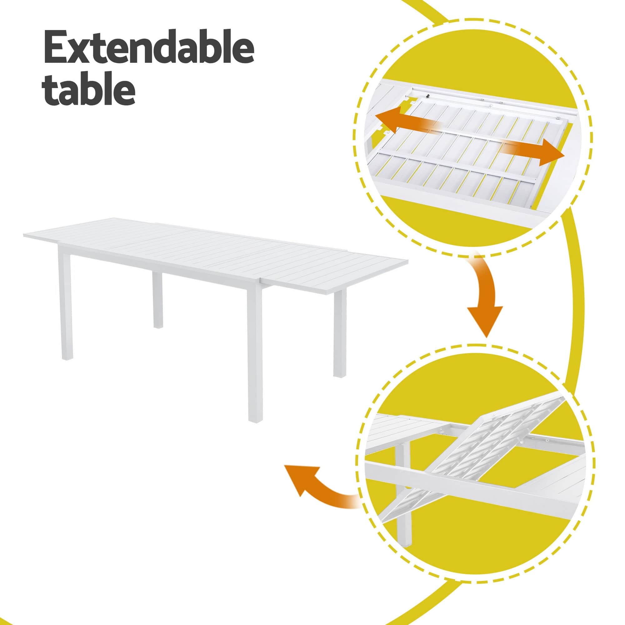 Outdoor Dining Set 9PCS Aluminium Extendable Table Chairs Patio