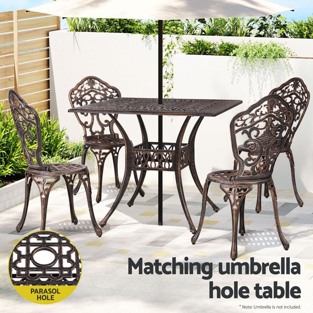 White colour - 5 Pcs Outdoor Dining Set Chairs Table Aluminum Patio White/Brown - photo 24