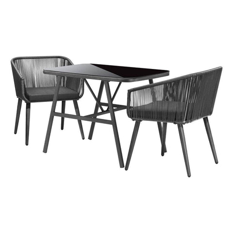 Outdoor Dining Setting 3 Piece Lounge Patio Furniture Table Chairs Set