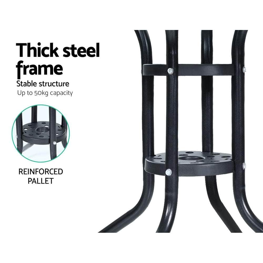 Outdoor Dining Table Bar Setting Steel Glass 70CM
