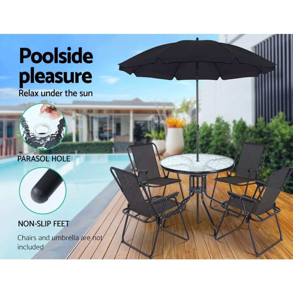 Outdoor Dining Table Bar Setting Steel Glass 70CM