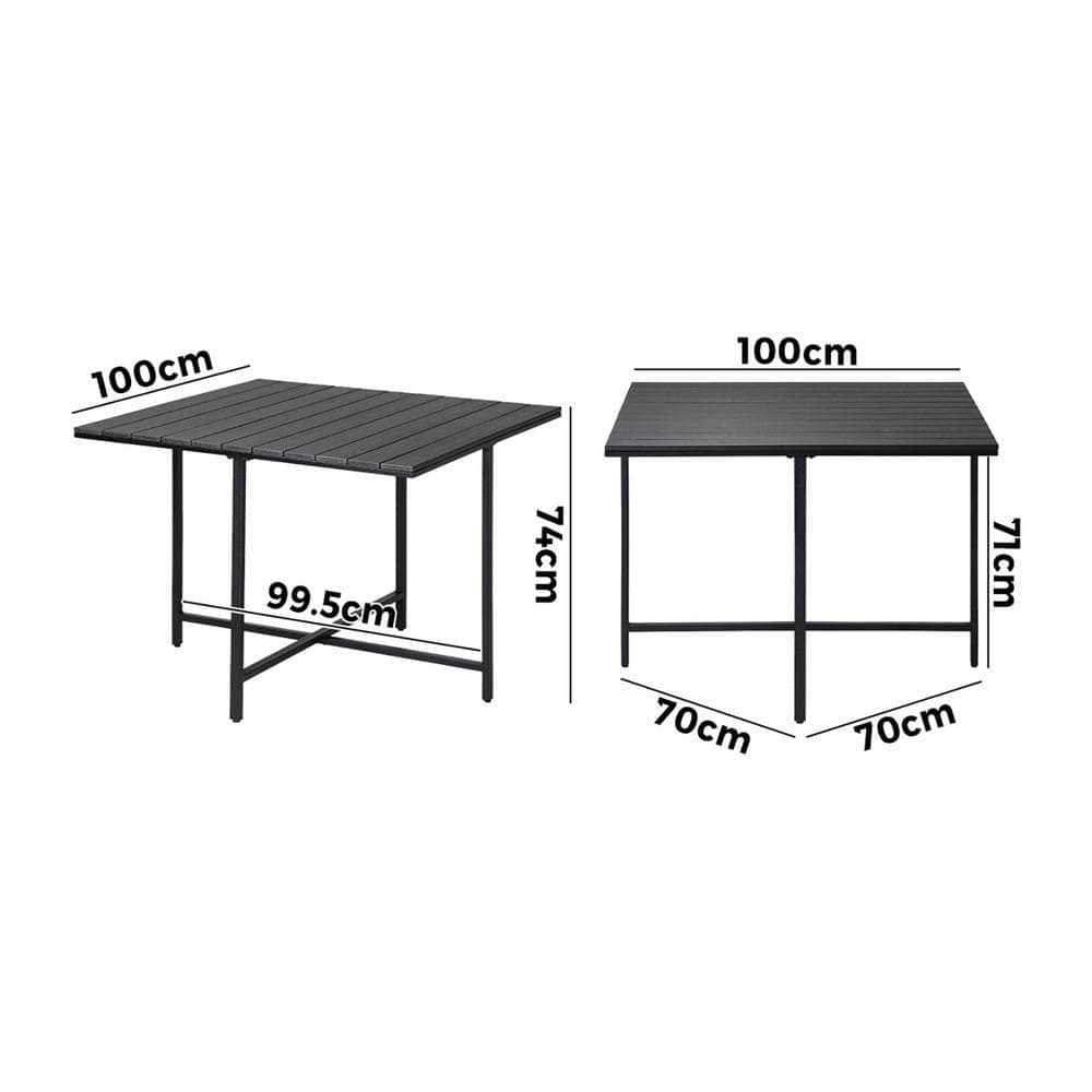 Outdoor Dining Table Black Wood-Plastic