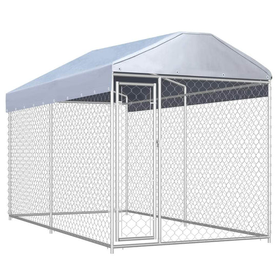 Outdoor Dog Kennel with Canopy Top