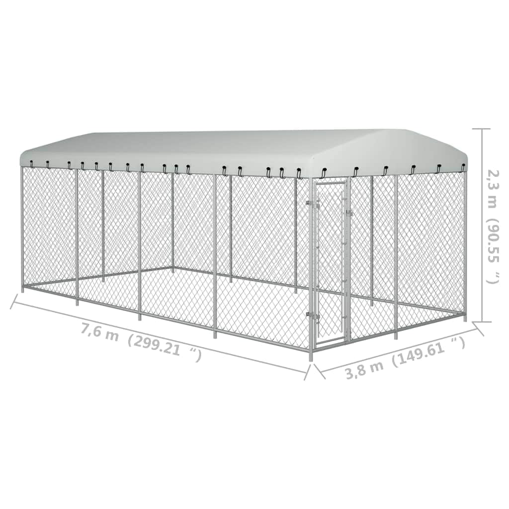 Outdoor Dog Kennel with 'Roof
