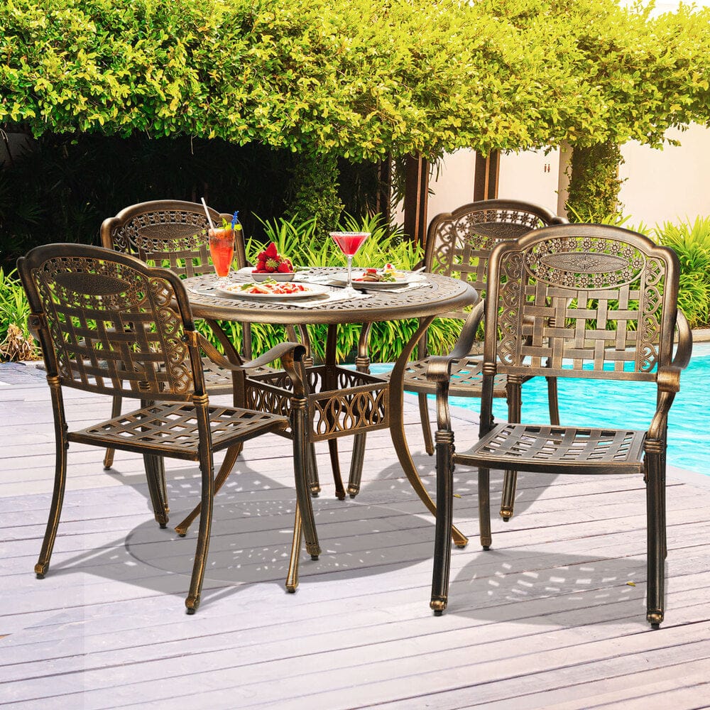 Outdoor Furniture 5 Piece Dining Set Chairs Table Bistro Set Patio Garden with Outdoor Dining Set - photo 8