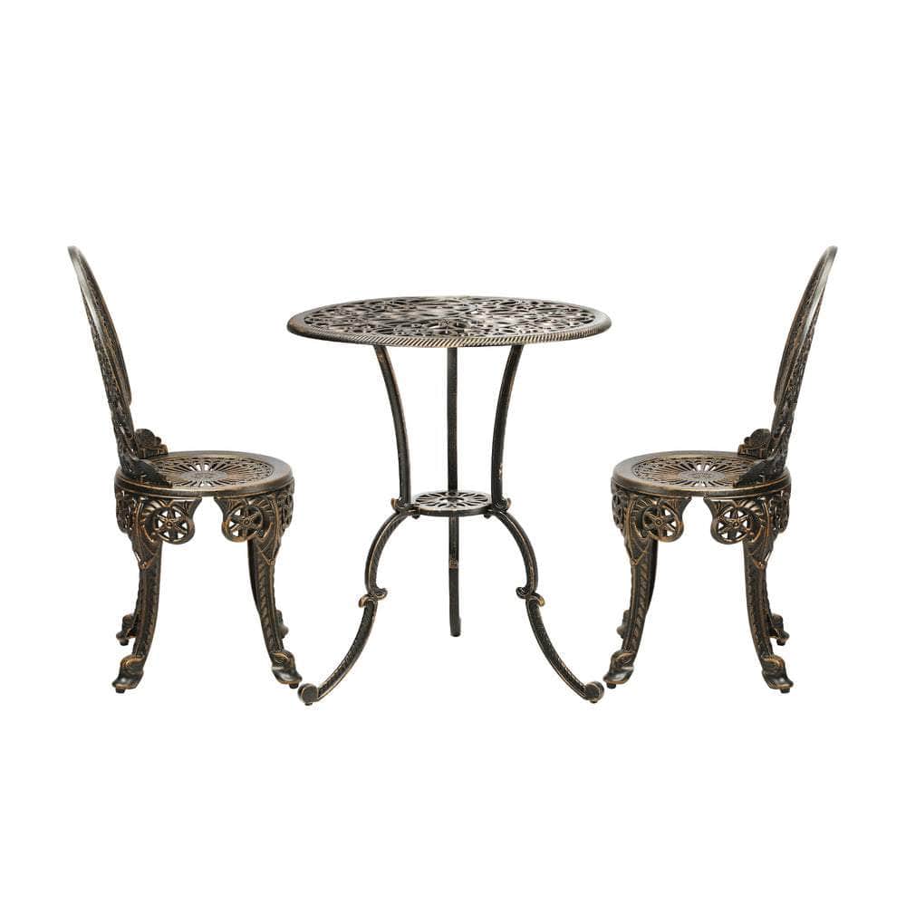 Outdoor Furniture Bistro Set 3pcs Chair Table Cast Aluminium Patio Garden