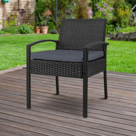 Outdoor Furniture Bistro Wicker Chair Black