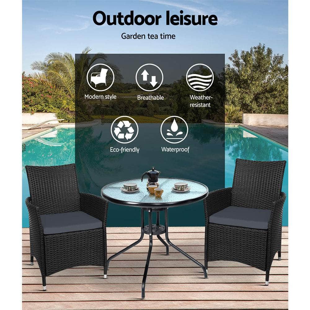 Outdoor Furniture Dining Chair Table Bistro Set Wicker Patio Setting Tea Coffee Cafe Bar Set