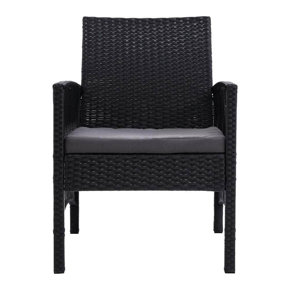 Outdoor Furniture Dining Chairs Rattan Garden Patio Cushion Black x2 Gardeon