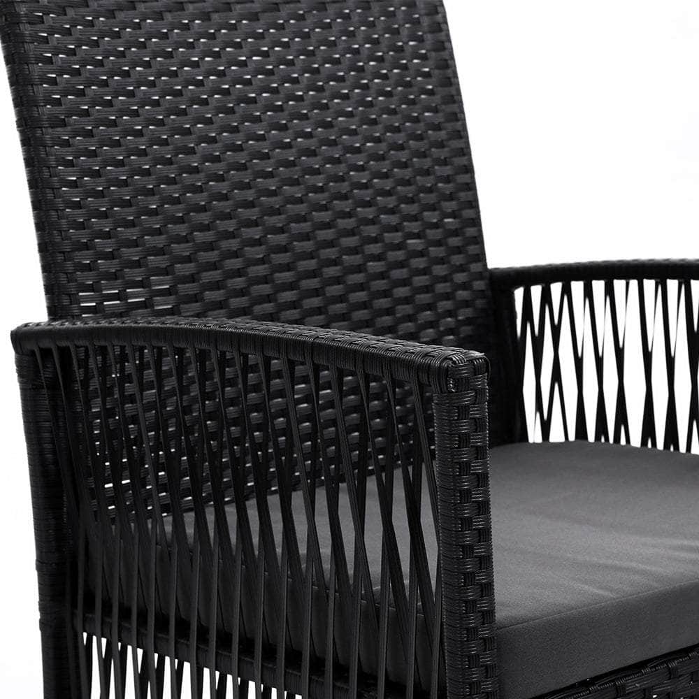 Outdoor Furniture Dining Chairs Rattan Garden Patio Cushion Black x2 Gardeon