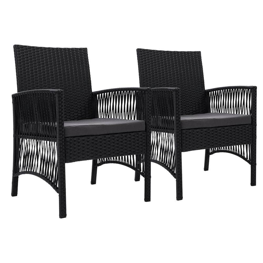 Outdoor Furniture Dining Chairs Rattan Garden Patio Cushion Black x2 Gardeon