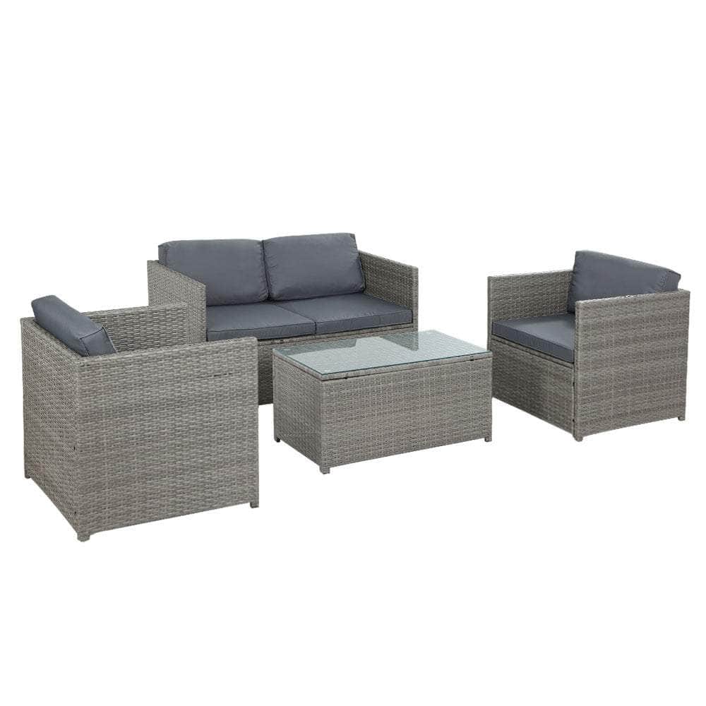 Outdoor Furniture Sofa Set 4-Seater Wicker Lounge Setting Table Chairs