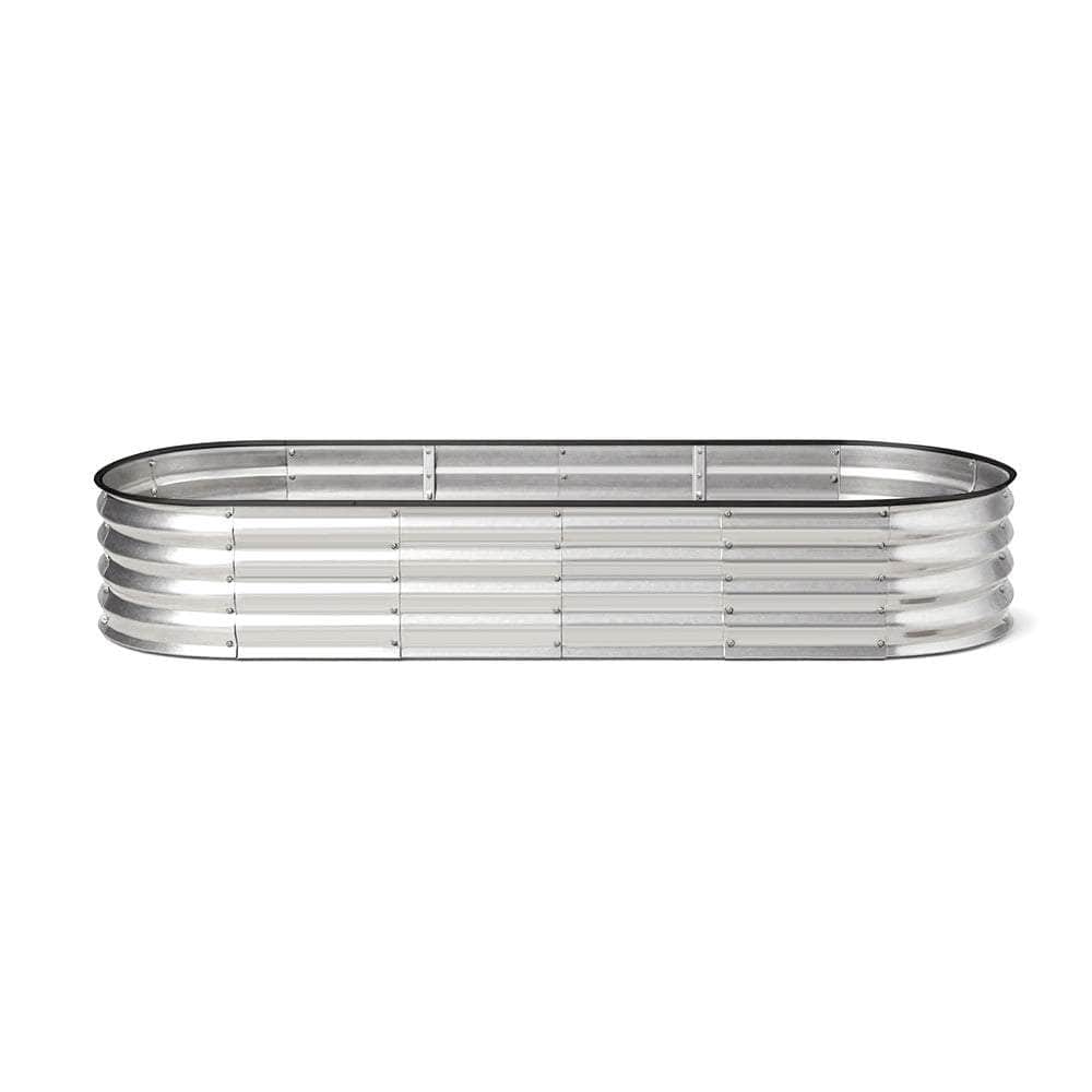 Outdoor Garden Bed Oval Galvanised Steel 160x80x42cm Silver