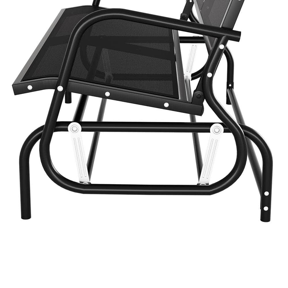 Outdoor Garden Bench Seat Swing Glider Rocking 2 Seater Patio Furniture Black