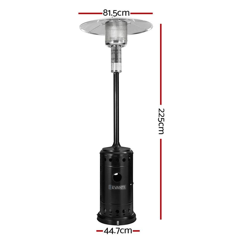 Devanti Portable Black Silver - Gas Patio Heater Outdoor Garden Heating Solution