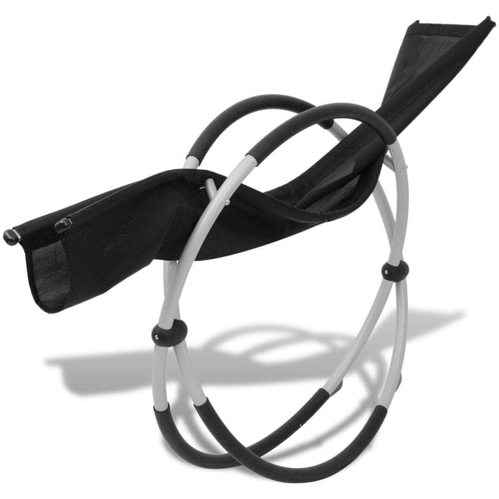 Outdoor Geometrical Sun Lounger Steel Black and Grey - Simple deals