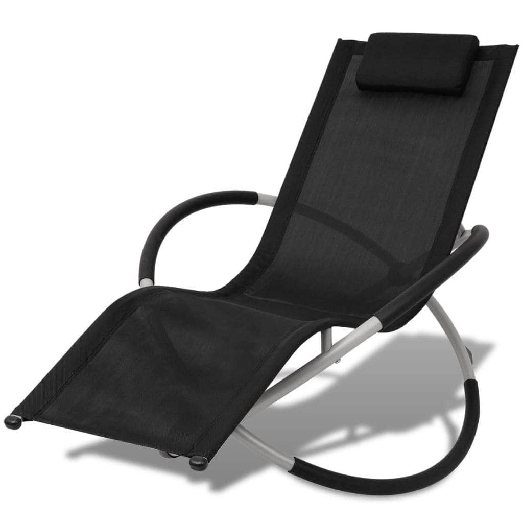 Outdoor Geometrical Sun Lounger Steel Black and Grey - Simple deals